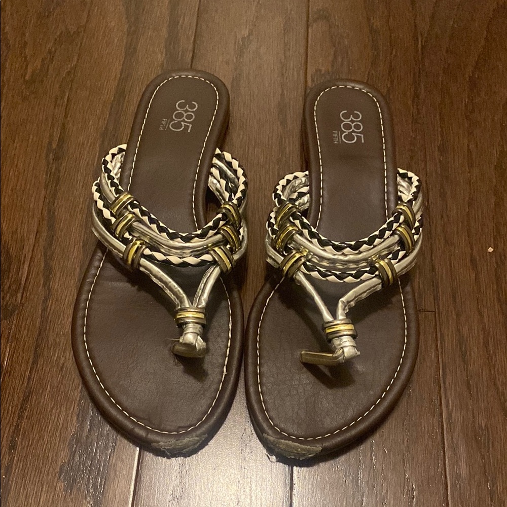 Women’s Brown and White Sandals